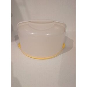 Vintage Reversible Cake & Veggie Tray W Dome Lid Yellow 6 Section Serving Plate